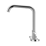 Nero Mecca chrome swivel edge spout tap set, hob mounted with round base and lever control, product shot