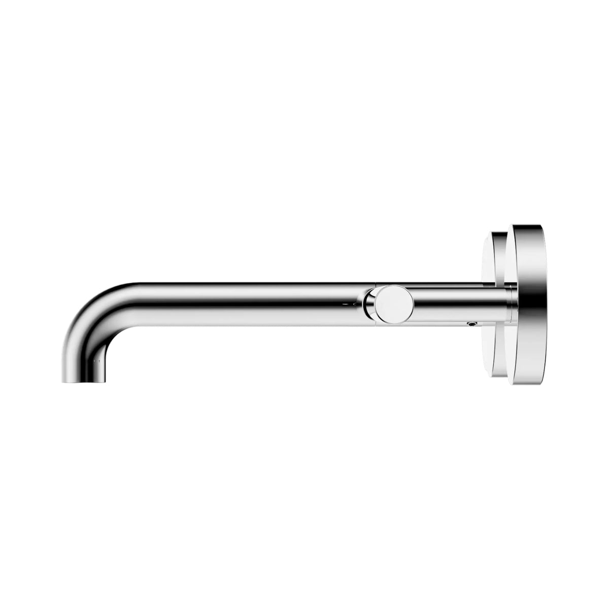 Nero Mecca chrome wall basin/bath spout with lever handle, side view, 185mm offset spout