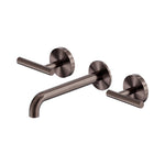 Nero Mecca 3 piece wall basin/bath set with 185mm spout in brushed bronze, front view