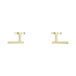 Nero Mecca brushed gold wall top assembly lever handles shown side by side on white background