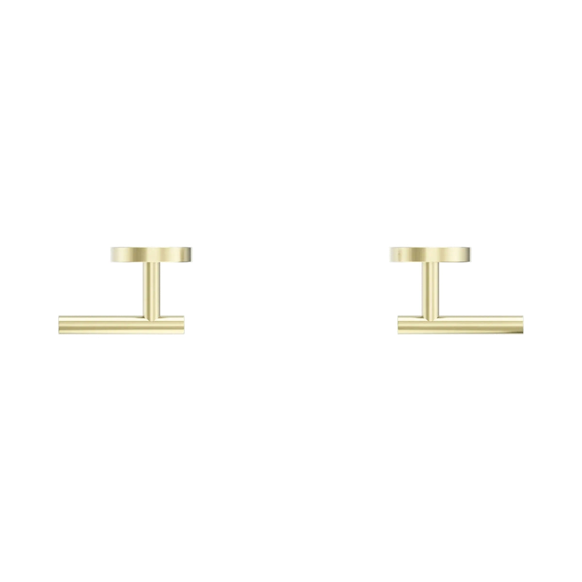 Nero Mecca brushed gold wall top assembly lever handles shown side by side on white background
