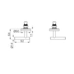 Technical drawing of Nero Mecca wall top assembly, showing dimensions 92mm handle and 60mm escutcheon in black line art