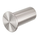 Nero Mecca slim robe hook in brushed nickel, cylindrical wall-mounted bathroom accessory on white background
