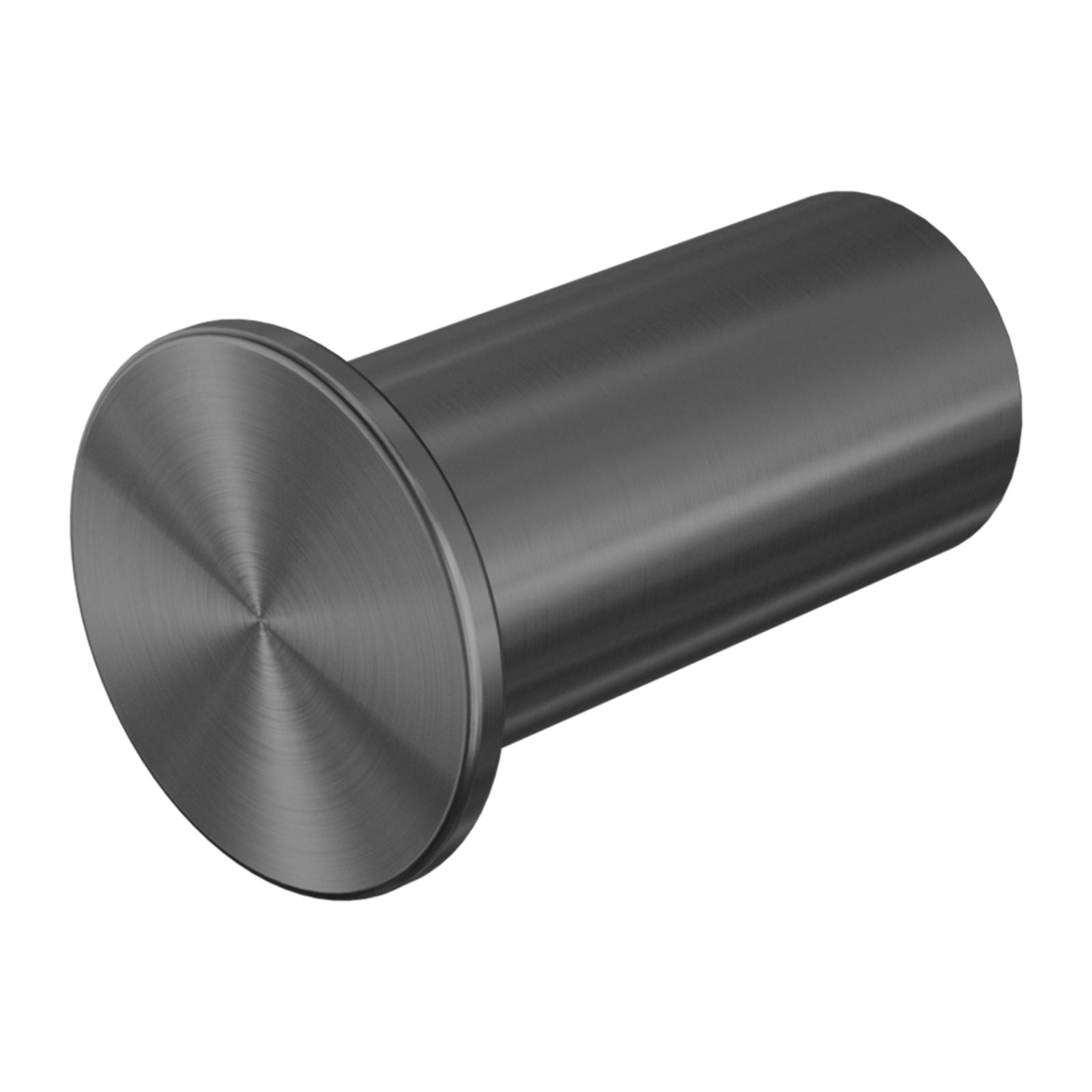 Nero Mecca slim robe hook in gun metal, wall-mounted bathroom accessory with round face and cylindrical profile