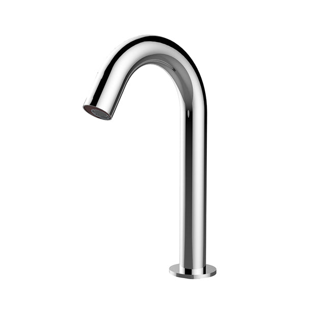 Nero Mecca sensor basin tap in chrome, hob mounted with curved gooseneck spout
