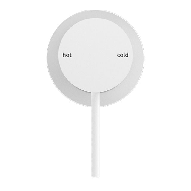 Nero Mecca shower mixer in matte white with 60mm round plate and single lever, front view on white background