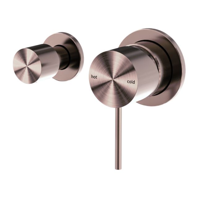 Nero Mecca brushed bronze wall-mounted shower mixer with horizontal 2-way diverter and round control plate