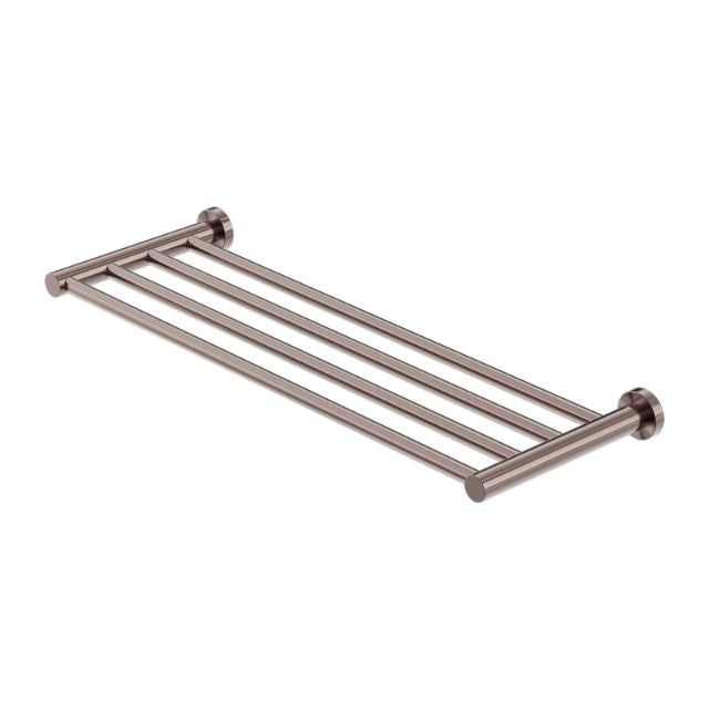 Nero Mecca brushed bronze towel rack, wall-mounted with four bars in a clean modern design