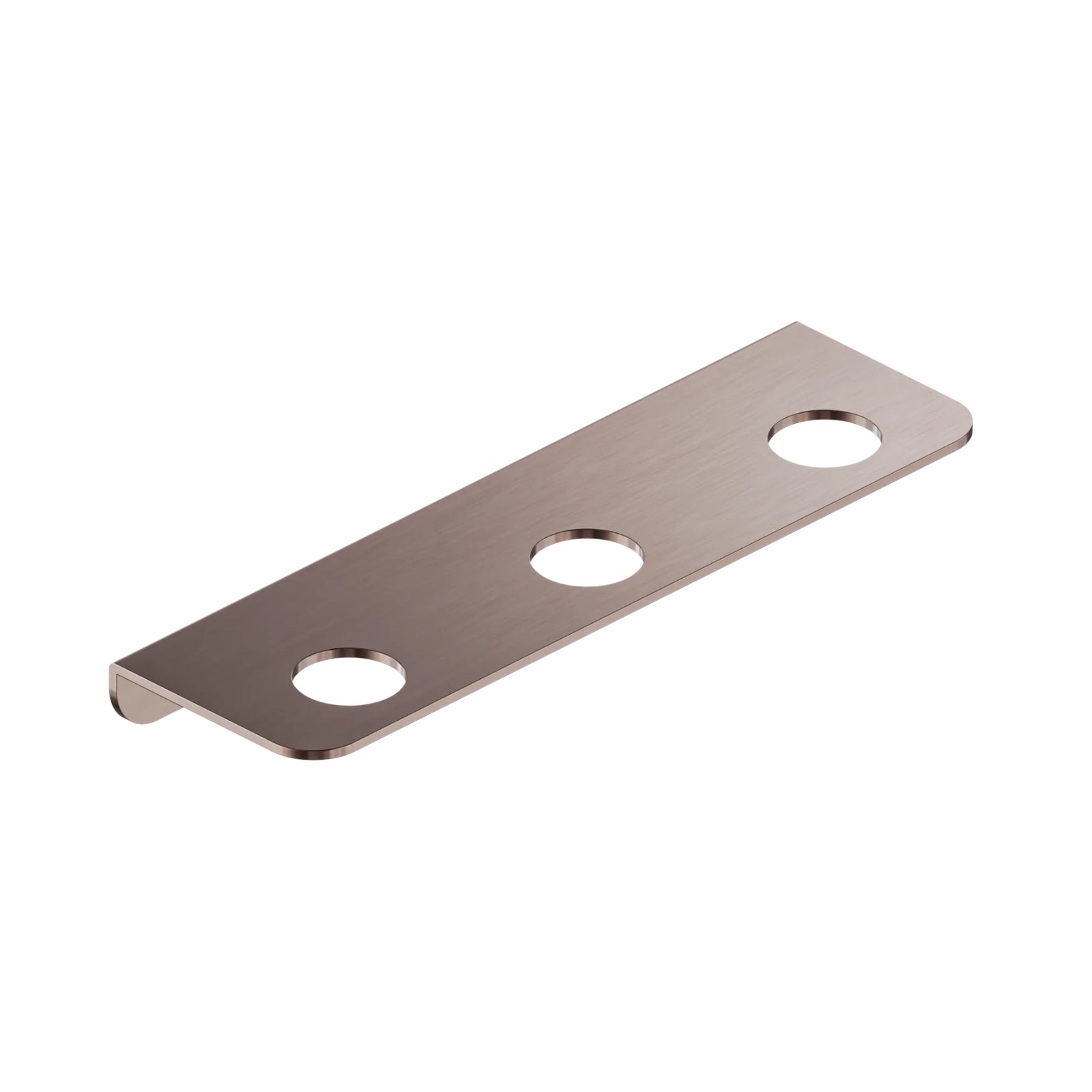 Nero Mecca triple soap bottle holder in brushed bronze, stainless steel bathroom accessory with three round cut-outs