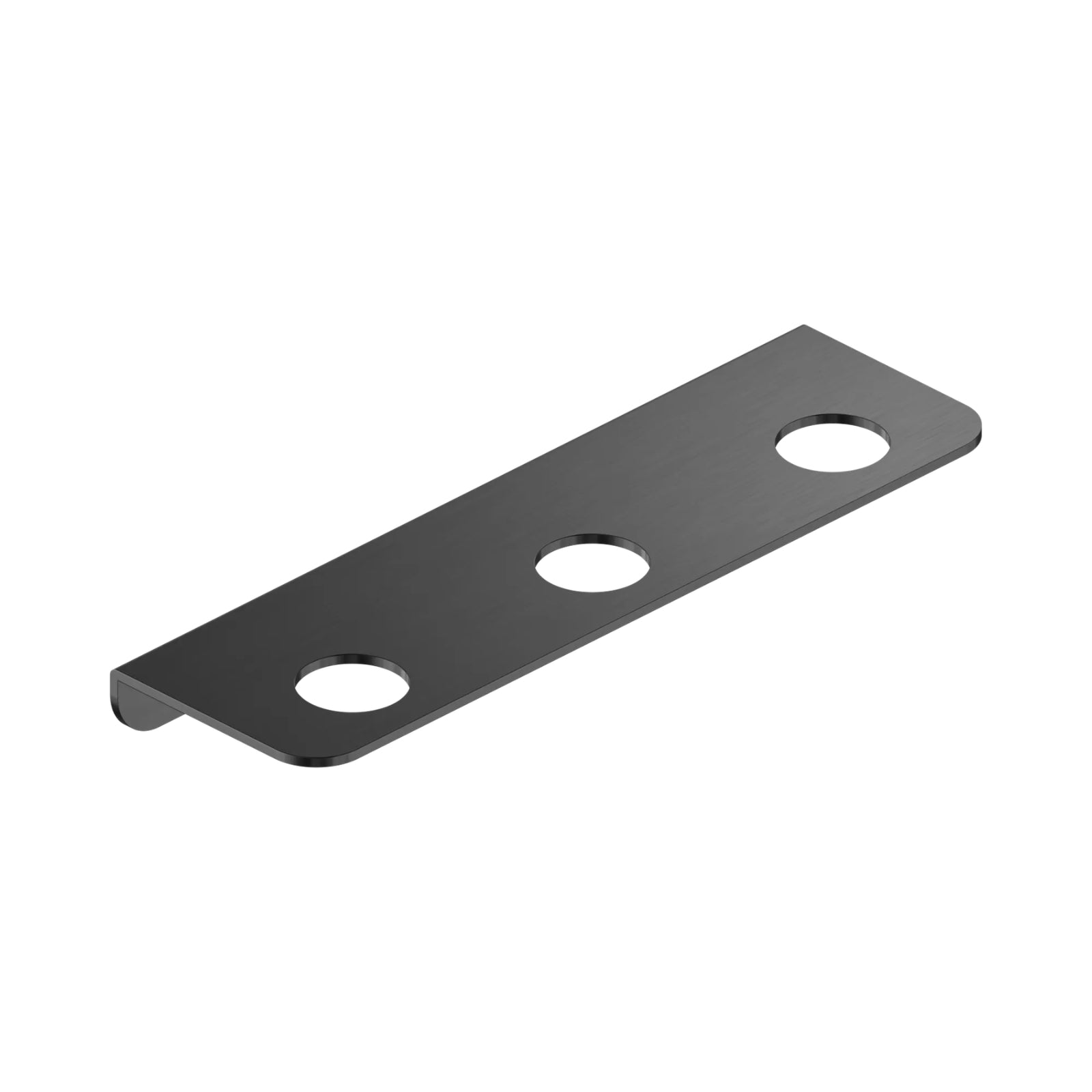 Nero Mecca triple soap bottle holder in gun metal, rectangular wall plate with three round cut-outs on a white background