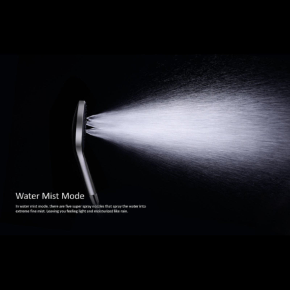 Nero Mecca twin shower handset in brushed bronze, shown in water mist mode on black background