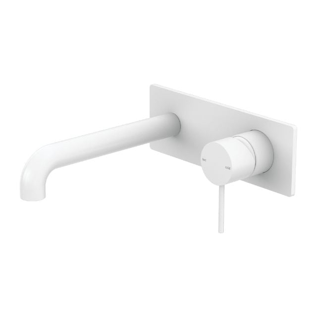 Nero Mecca wall basin/bath mixer in matte white, wall-mounted with 230mm spout and single-lever control