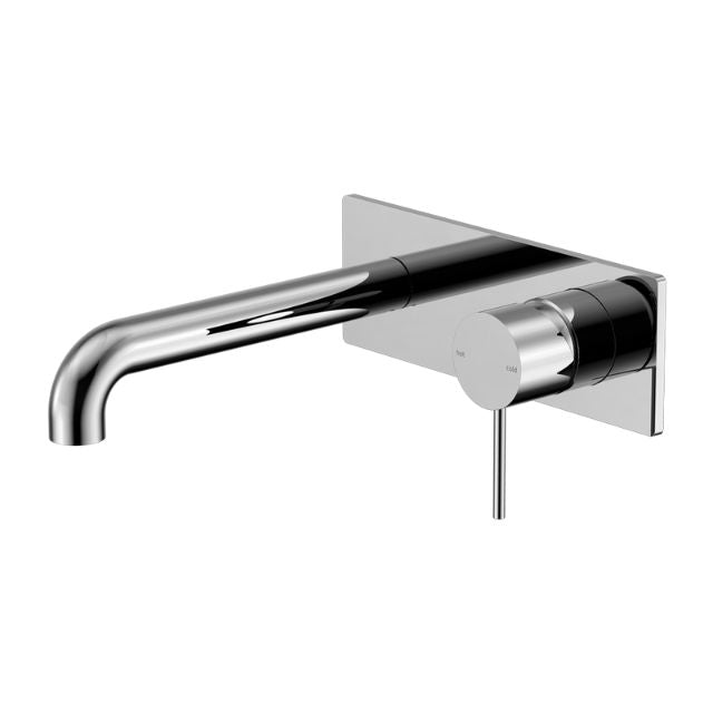 Nero Mecca wall basin/bath mixer in chrome, wall-mounted with 260mm spout and square backplate