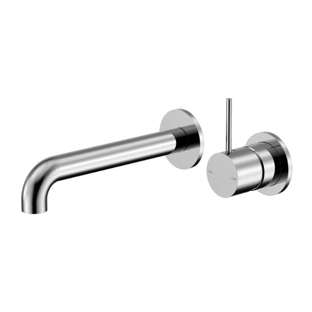 Nero Mecca wall basin/bath mixer with separate back plate and handle, chrome, wall-mounted 120mm spout