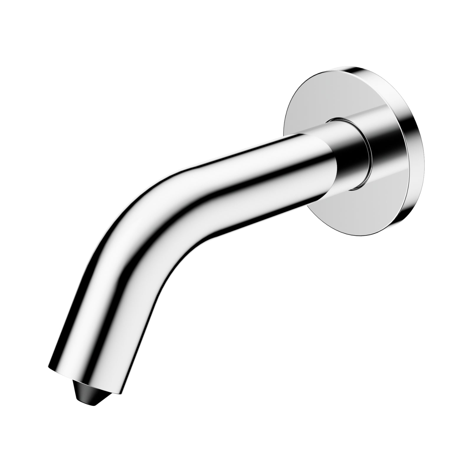 Nero Mecca wall-mounted sensor soap dispenser in chrome, shown in a close-up product view on white background