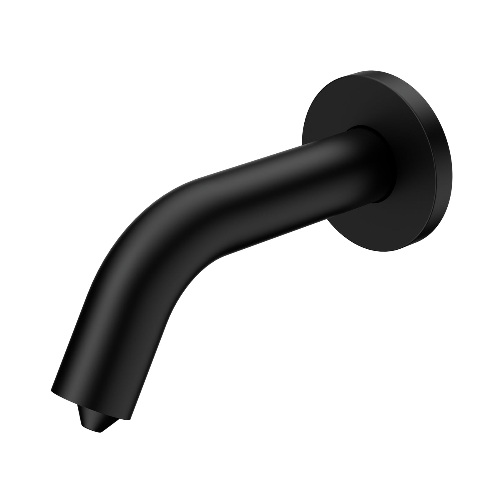 Nero Mecca wall-mounted soap dispenser spout in matte black, shown on a white background