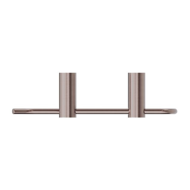 Nero New Mecca brushed bronze hand towel rail, front view on white background