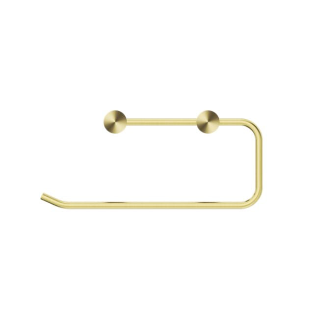 Nero New Mecca brushed gold hand towel rail with round wall mounts on a white background