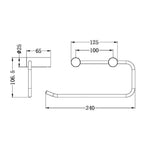 Technical drawing of Nero New Mecca matte black hand towel rail with dimensions 240 x 106.5 mm
