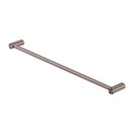 Nero New Mecca single towel rail 600mm in brushed bronze, wall-mounted single bar with round ends on white background