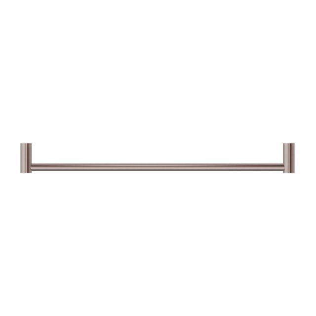 Nero New Mecca single towel rail 600mm in brushed bronze, side view on white background