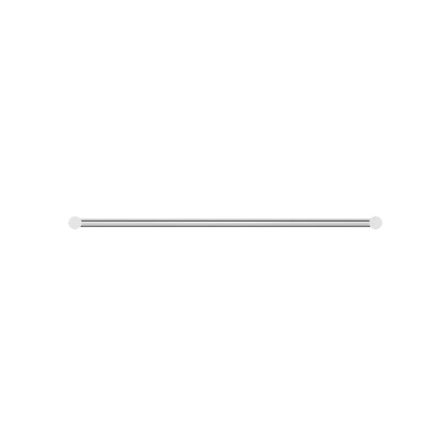 Nero New Mecca 600mm single towel rail in brushed nickel, straight bar with round mounts on white background