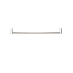 Nero New Mecca single towel rail 600mm in brushed nickel, simple straight bathroom rail on white background