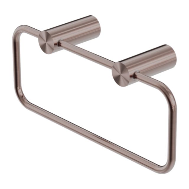 Nero New Mecca towel ring in brushed bronze, wall-mounted bathroom hand towel holder, angled view