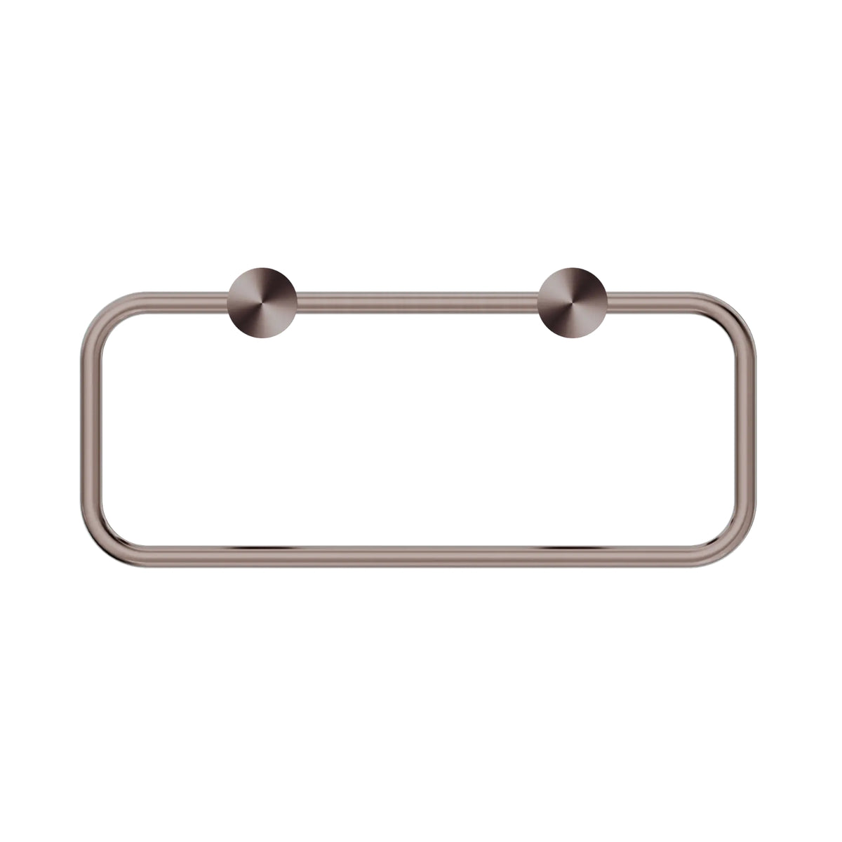 Nero New Mecca brushed bronze towel ring, rectangular wall-mounted bathroom accessory on white background