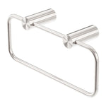 Nero New Mecca towel ring in brushed nickel, stainless steel, shown in angled view on white background