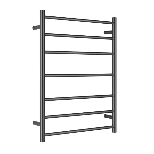 Nero non-heated towel ladder in gunmetal, freestanding style with seven bars on a simple white background