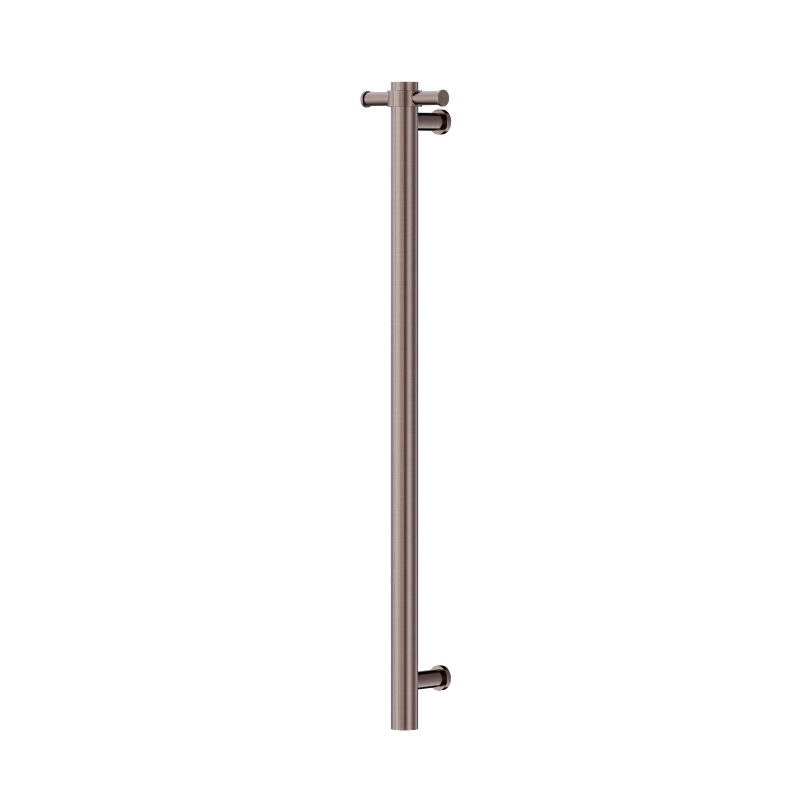 Nero vertical towel rail in brushed bronze, non-heated wall-mounted bathroom accessory with slim cylindrical design