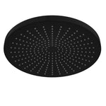 Nero Opal 250mm round shower head in matte black, front view with single spray nozzles