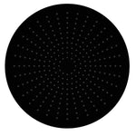 Nero Opal round 250mm shower head in matte black, front view, with single spray nozzles