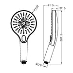 Nero Opal hand shower technical drawing in brushed bronze, front and side views with dimensions and G1/2 connection