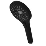 Nero Opal matte black hand shower with round spray face and slide button control on white background
