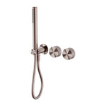Nero Opal progressive shower system in brushed bronze, wall-mounted with separate plate and hand shower hose