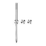 Nero Opal brushed nickel progressive shower system with separate wall plates and slim handheld shower rail