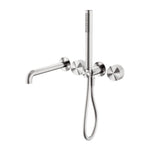 Nero Opal brushed nickel wall-mounted shower system with separate plate, spout and hand shower reduced to 599 characters?