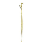 Nero Opal shower rail with hand shower in brushed gold, wall-mounted on a white background