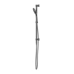 Nero Opal shower rail and hand shower in graphite, wall mounted with flexible hose on white background