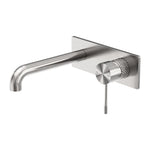 Nero Opal wall basin/bath mixer in brushed nickel, wall-mounted with 230mm spout and brushed finish