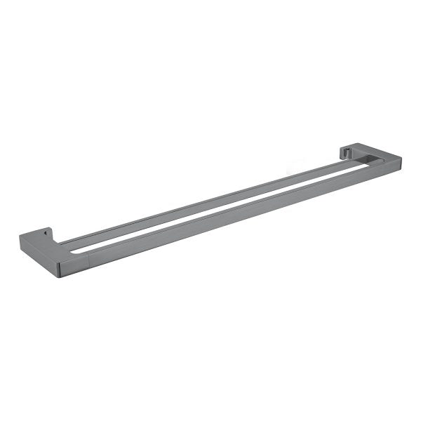 Nero Pearl/Vitra double towel rail 600mm in gun metal grey, wall-mounted with concealed fixings