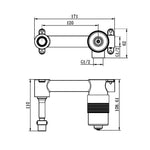 Nero Mecca wall basin/bath mixer technical drawing with separate back plate, chrome finish, dimensions marked 160mm and G1/2 connections