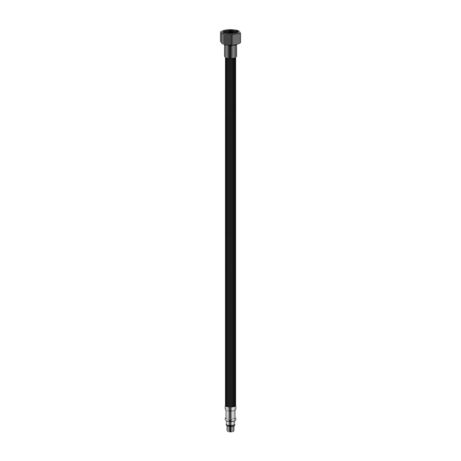 Nero Premium flexible mixer tap hose, gun metal, vertical view on white background, with brass fitting and threaded end