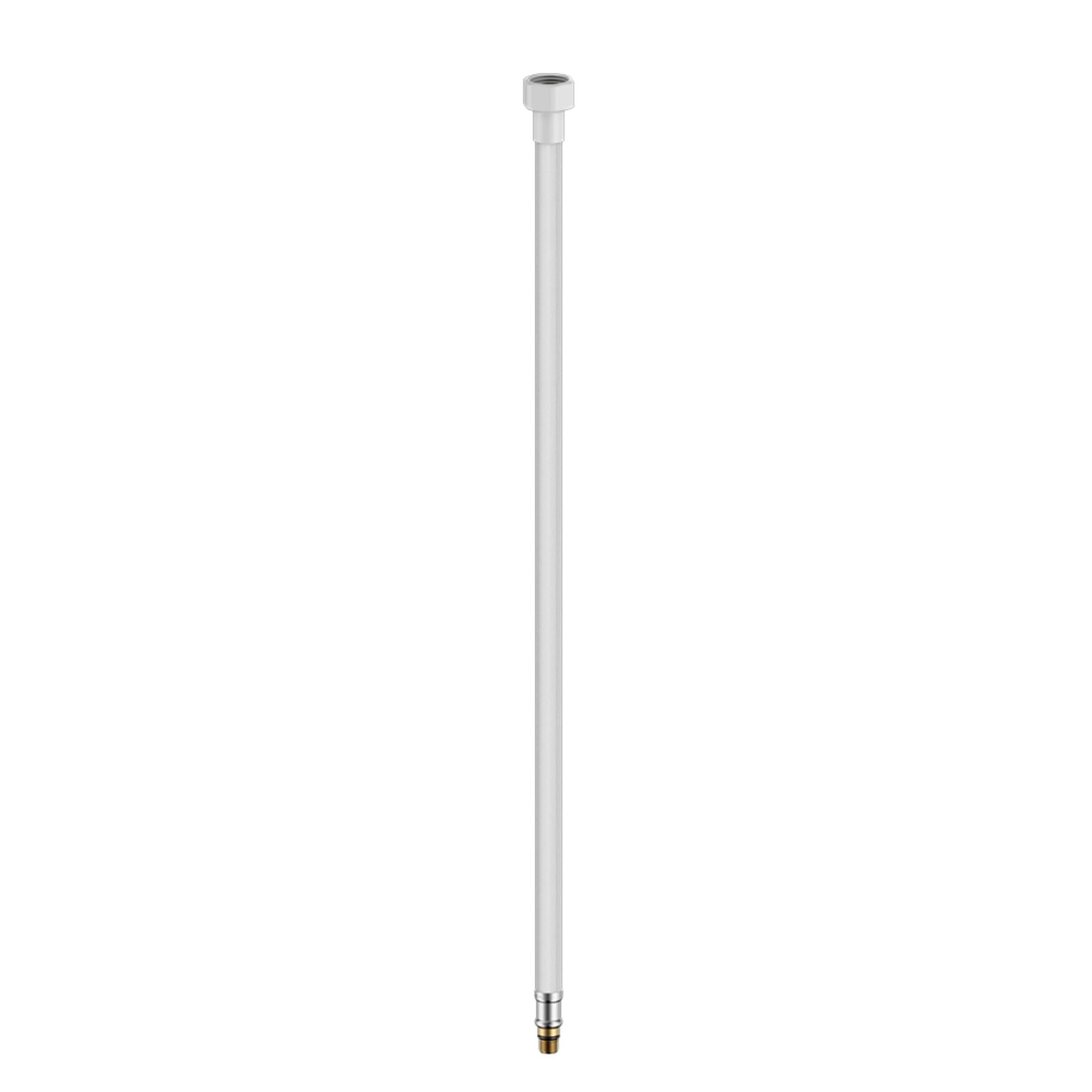 Nero Premium flexible mixer tap hose in matte white, shown full length on a white background with brass fitting ends