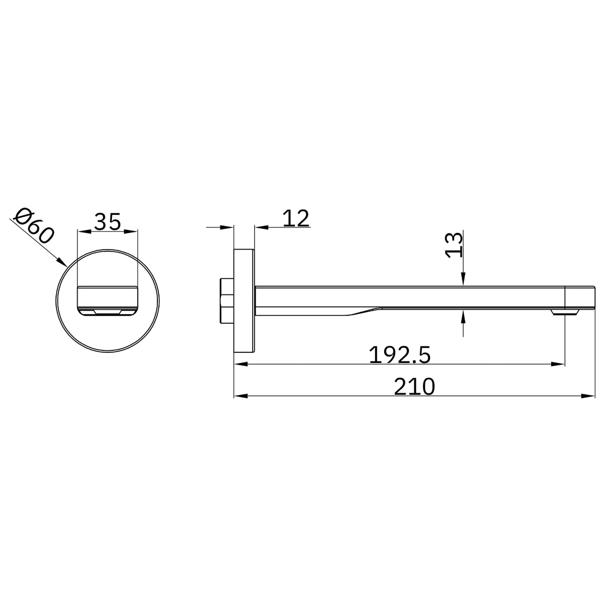 Nero Pure SS316L Round Bath Spout II Only - Graphite