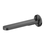 Nero Pure round bath spout in graphite, wall-mounted with sleek square profile and circular backplate