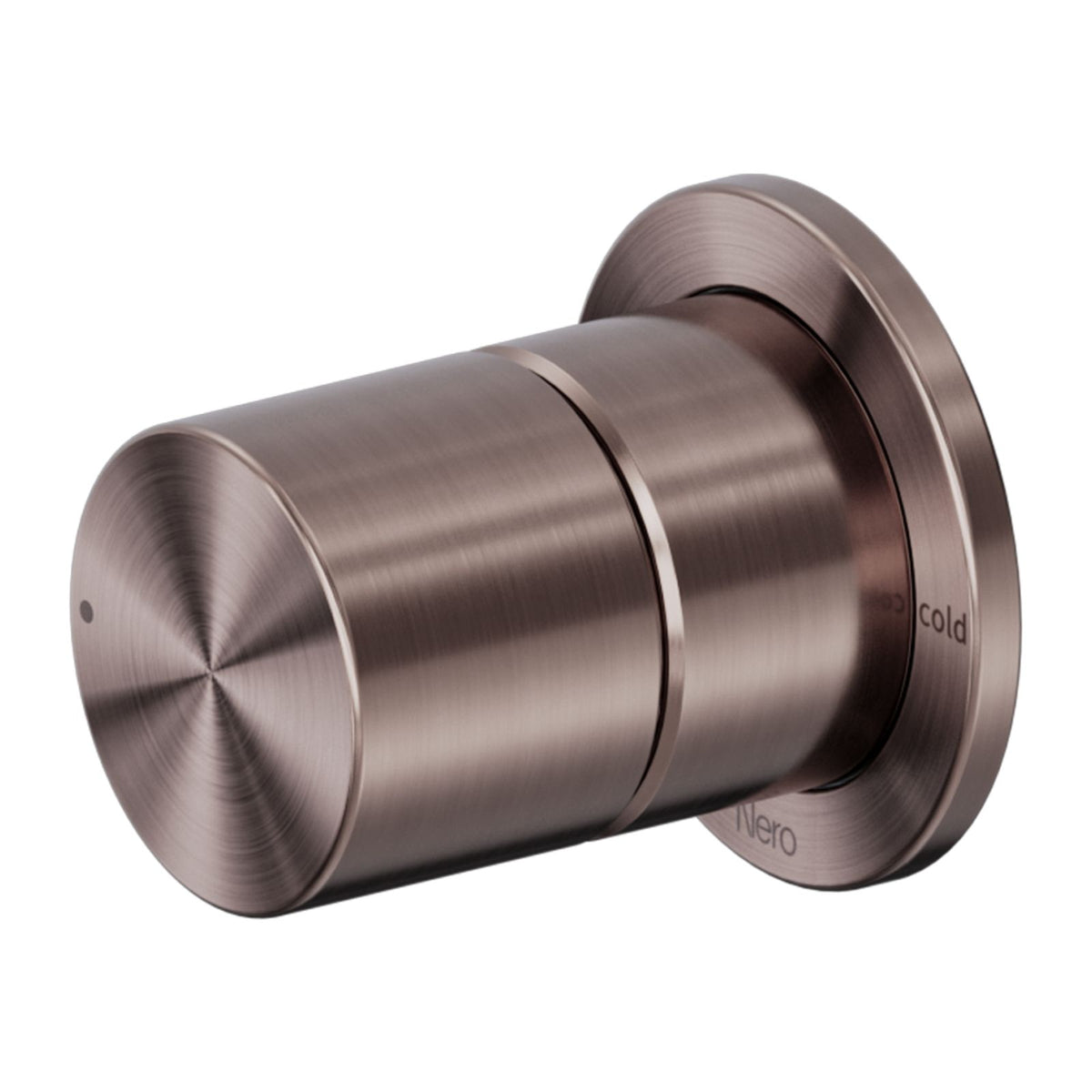 Nero Pure shower mixer in brushed bronze, round wall-mounted mixer trim with cylindrical handle