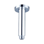 Nero round chrome ceiling shower arm, short 100mm brass drop with round ceiling plate and threaded end